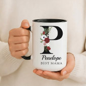 Elegant Floral Initial Custom Mug Gift for New Mom Mok