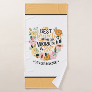 Elegant Floral Inspiration Motivation Quote Badhanddoek