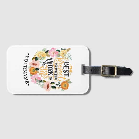 Elegant Floral Inspiration Motivation Quote Bagagelabel (Voorkant (horizontaal))