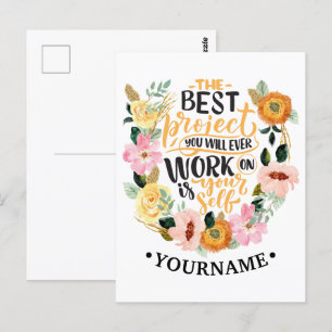 Elegant Floral Inspiration Motivation Quote Briefkaart