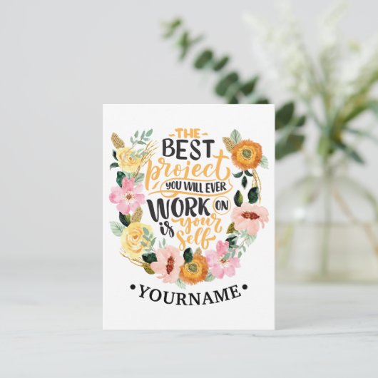 Elegant Floral Inspiration Motivation Quote Briefkaart (Staand voorkant)