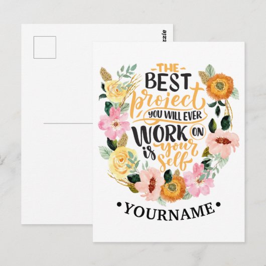 Elegant Floral Inspiration Motivation Quote Briefkaart (Voorkant / Achterkant)