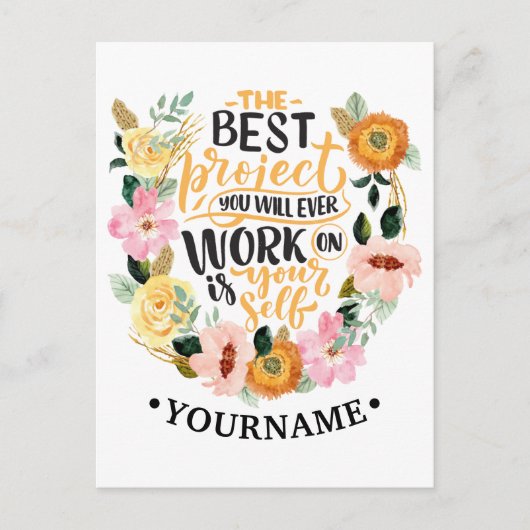 Elegant Floral Inspiration Motivation Quote Briefkaart (Voorkant)