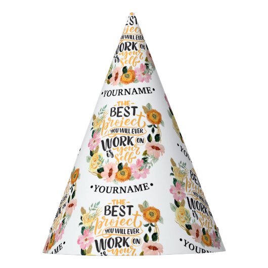 Elegant Floral Inspiration Motivation Quote Feesthoedjes (Voorkant)