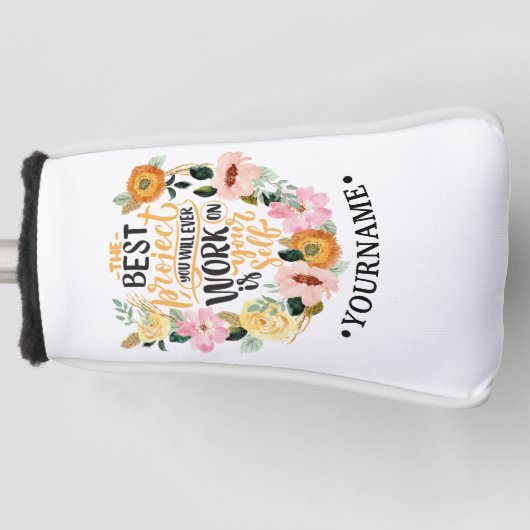 Elegant Floral Inspiration Motivation Quote Golfheadcover (Voorkant)
