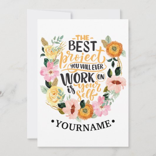 Elegant Floral Inspiration Motivation Quote Kaart (Voorkant)