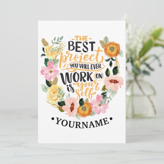 Elegant Floral Inspiration Motivation Quote Kaart (Staand voorkant)