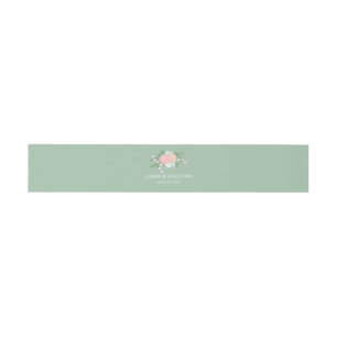 Elegant Floral Invitation Belly Bands - Mint Uitnodigingen Wikkel