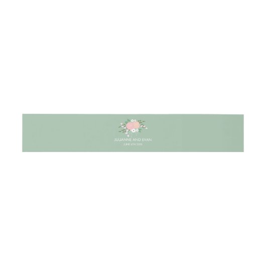Elegant Floral Invitation Belly Bands - Mint Uitnodigingen Wikkel (Vlak)
