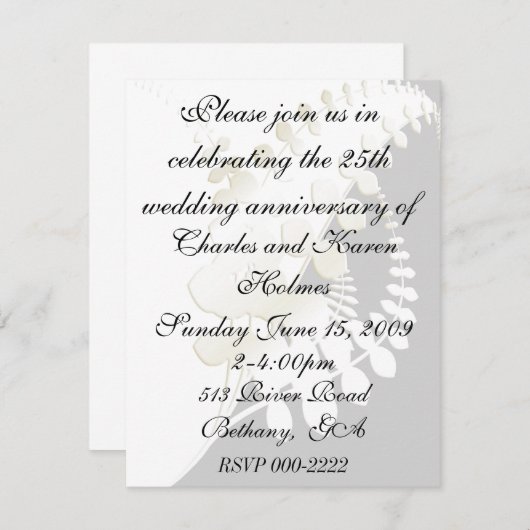 Elegant Floral Invitation Kaart (Voorkant / Achterkant)