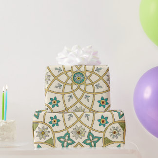Elegant Floral Islamic Green Gold Cadeaupapier
