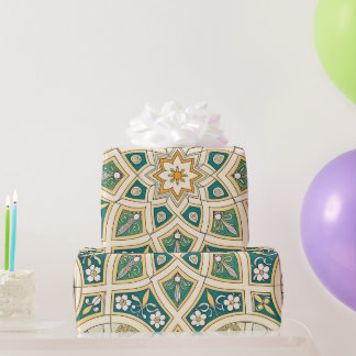 Elegant Floral Islamic Green Gold Cadeaupapier