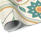 Elegant Floral Islamic Green Red Cadeaupapier (Rol Hoek)