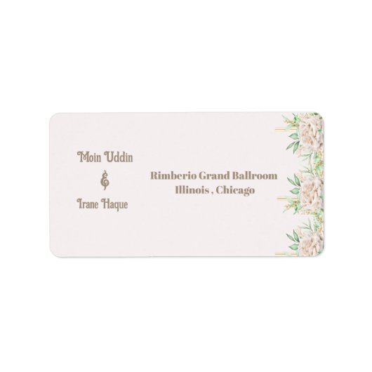 Elegant Floral Islamic Nikah Ceremony Invitation Etiket (Voorkant)