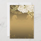 Elegant Floral Ivory Gold Horse Quinceañera Kaart (Achterkant)