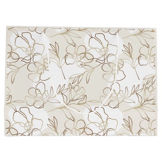 Elegant Floral Ivory Paper Bag  Groot Cadeauzakje (Achterkant)