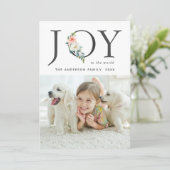 Elegant Floral Joy Kerstfeestdag Fotokaart Feestdagenkaart (Staand voorkant)