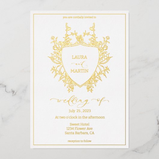 Elegant floral, kalligrafie script folie feestdagenkaart (Voorkant)