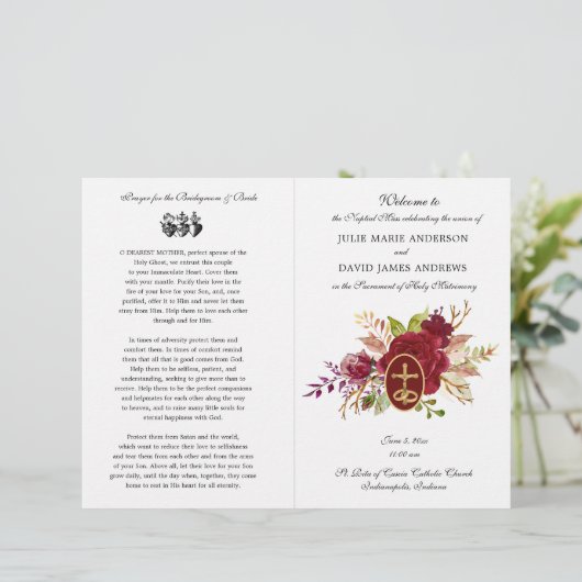 Elegant Floral katholiek programma voor massaweduw (Staand voorkant)