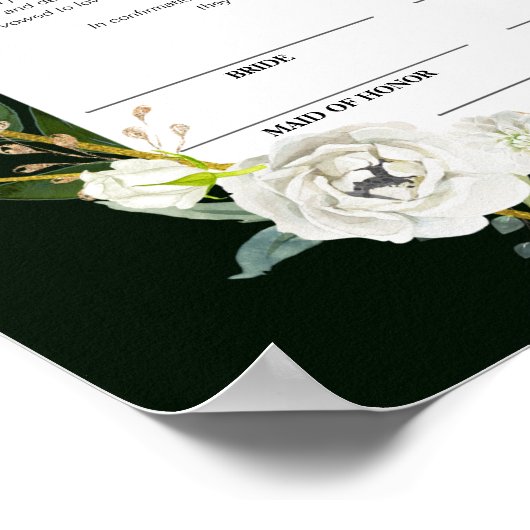 Elegant Floral Keepomwille Certificate of Marriage Poster (Hoek)