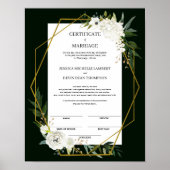 Elegant Floral Keepomwille Certificate of Marriage Poster (Voorkant)