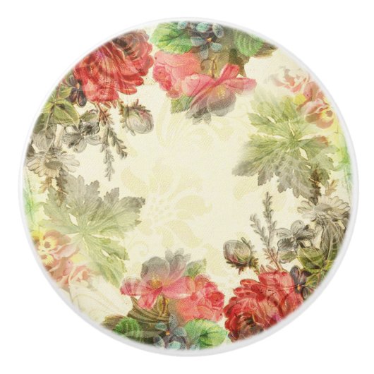 Elegant Floral Keramische Knop (Voorkant)