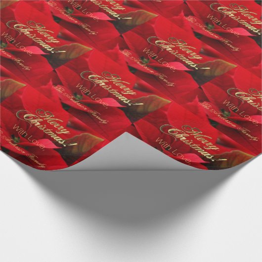 Elegant Floral kerstbloemen Red Poinsettia Cadeaupapier (Hoek)