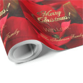 Elegant Floral kerstbloemen Red Poinsettia Cadeaupapier (Rol Hoek)