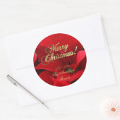 Elegant Floral kerstbloemen Red Poinsettia Ronde Sticker (Envelop)