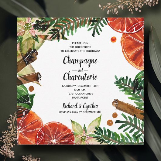 Elegant Floral Kerstfeestdag Kaart