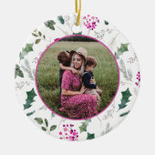 Elegant Floral kerstfoto Keramisch Ornament (Voorkant)