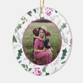 Elegant Floral kerstfoto Keramisch Ornament (Links)