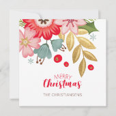 Elegant Floral kerstfoto Wenskaart Feestdagenkaart (Voorkant)