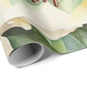 Elegant Floral Kerstmis Magnolia Flowers Red Name Cadeaupapier (Rol Hoek)