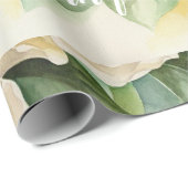 Elegant Floral Kerstmis Magnolia White Name  Cadeaupapier (Rol Hoek)