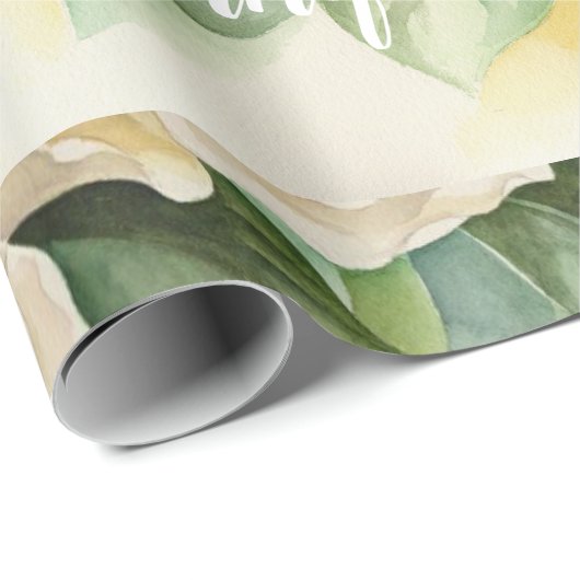 Elegant Floral Kerstmis Magnolia White Name Cadeaupapier (Rol Hoek)