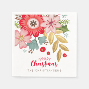 Elegant Floral Kerstmis Servet