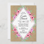 Elegant Floral Kraft Easter Brunch Kaart (Voorkant)