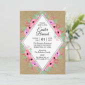 Elegant Floral Kraft Easter Brunch Kaart (Staand voorkant)