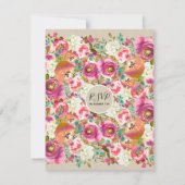 Elegant Floral Kraft Shabby Chic Wedding RSVP Kaart (Achterkant)