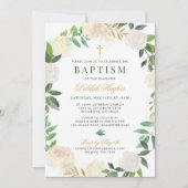 Elegant Floral krans doop baby meisje groen goud Kaart (Voorkant)