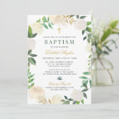 Elegant Floral krans doop baby meisje groen goud Kaart (Staand voorkant)