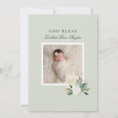 Elegant Floral krans doop baby meisje groen goud Kaart (Achterkant)