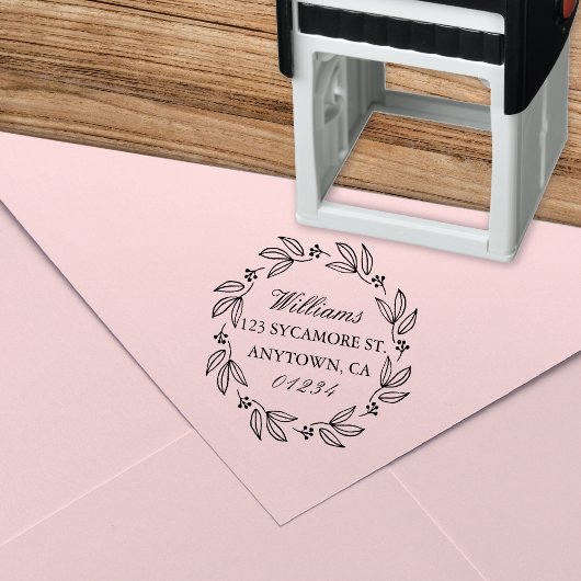 Elegant Floral krans retouradres Zelfinktende Stempel