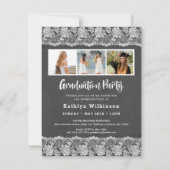 Elegant Floral Lace Chalkboard 4 Foto Afstuderen Kaart (Achterkant)