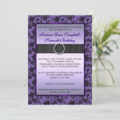 Elegant Floral Lace Invite [Paars] Kaart (Staand voorkant)