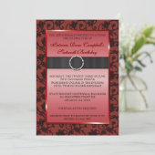 Elegant Floral Lace Invite [Rood] Kaart (Staand voorkant)