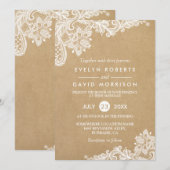 Elegant Floral Lace Pattern Kraft | Formeel huweli Kaart (Voorkant / Achterkant)