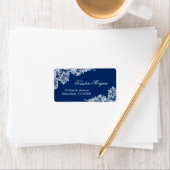Elegant Floral Lace Stylish Navy Blue White Etiket (Insitu)