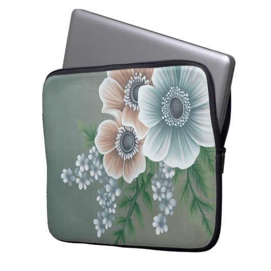 Elegant Floral Laptop Hoesje 1 Laptop Sleeve (Voorkant Links)
